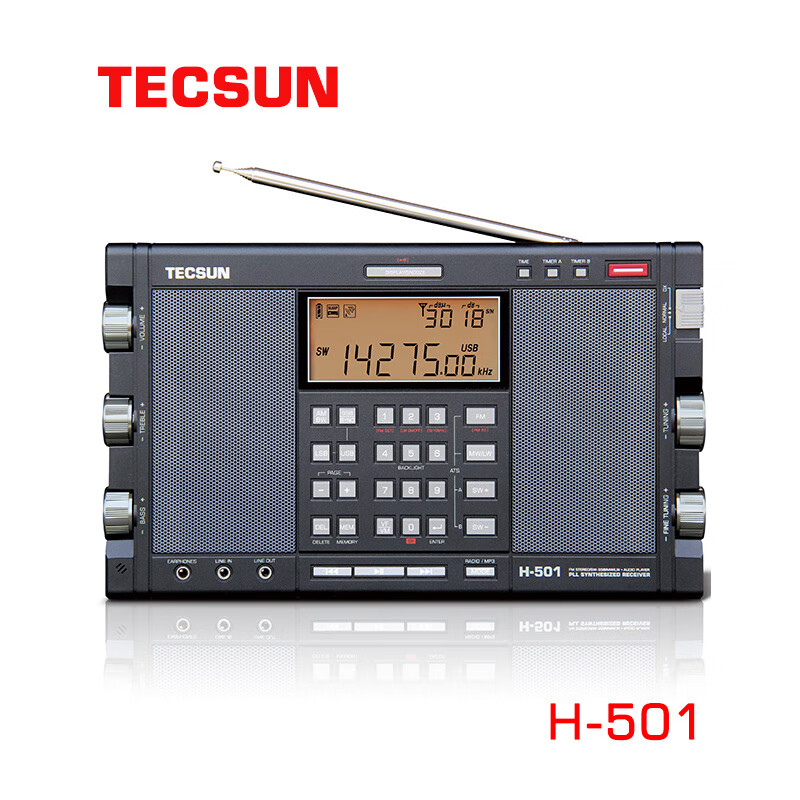 德生（Tecsun）H-501双喇叭便携式波段带收音机 音乐播放器 蓝牙音箱 标配+保护套+外接天线
