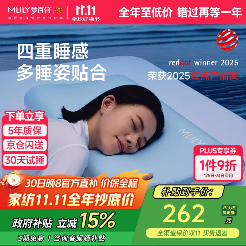 梦百合（MLILY）护颈枕颈椎枕成人枕头枕芯记忆棉0压深度睡眠深睡枕记忆枕礼盒装