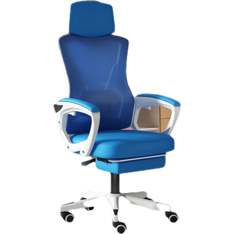 苏购 可躺电脑椅家用办公椅游戏电竞椅子靠背人体工学舒适久坐学生座椅 白框蓝网可躺+乳胶坐垫+踏脚 尼龙脚 旋转升降扶手