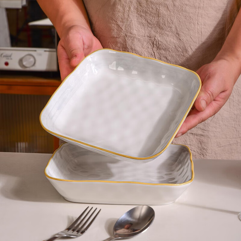 想迦月如烟系列陶瓷餐具2025新款高颜值餐具陶瓷碗盘釉下彩乔迁送礼 8人食32件套装【月如烟】