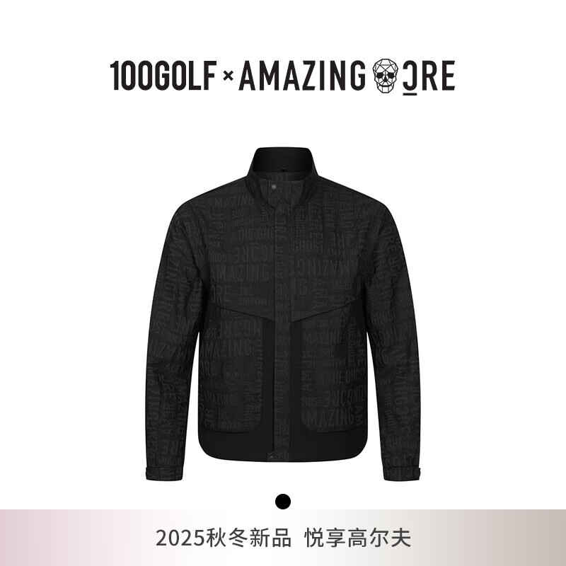 AMAZINGRE韩国高尔夫服装男装外套25秋冬时尚运动防风保暖高尔夫夹克 黑色 M