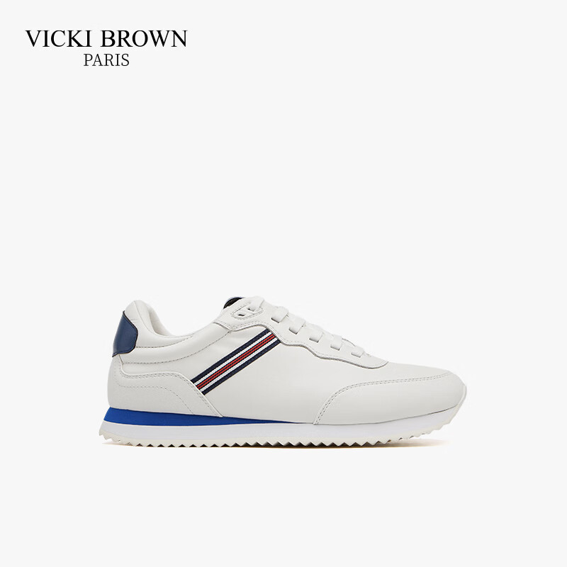 未毕（VICKI BROWN）法国品牌VB男鞋【胜利系列】低帮皮鞋简约百搭舒适防滑户外休闲鞋 白蓝 40 (250mm) 欧码