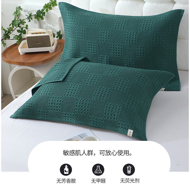 蜜乐暖A类100%纯棉枕巾7A抗菌防螨枕头巾男士防油防汗全棉防脱落枕头套 艾格绿 【新疆长绒棉 7A抗菌防螨】 【棉花晒足3000小时】52x82cm【单只装】
