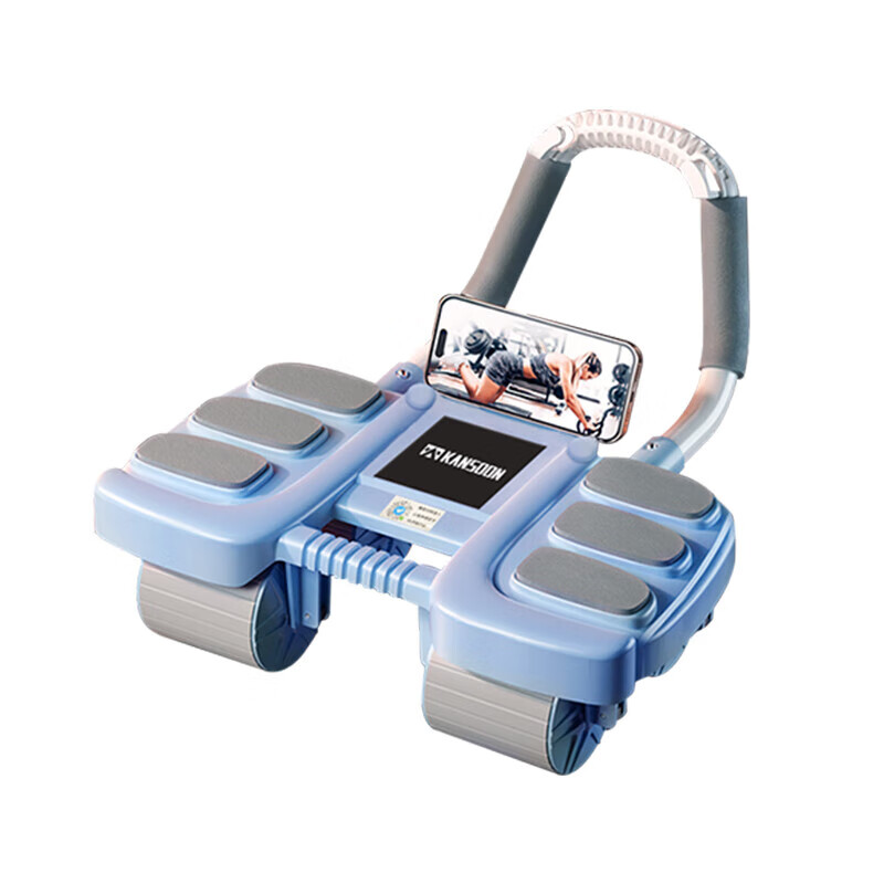 凱速（KANSOON）自動(dòng)回彈肘撐健腹輪升級款平板支撐二合一送輔助訓練小瑜伽墊膝墊 藍色