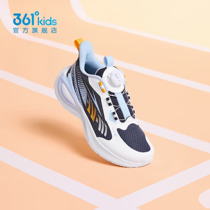361°儿童童鞋男女童网面轻便运动鞋旋钮扣秋季新款中大童女童跑步鞋K 【飞翼】蓝色/361度白/幻象蓝 37