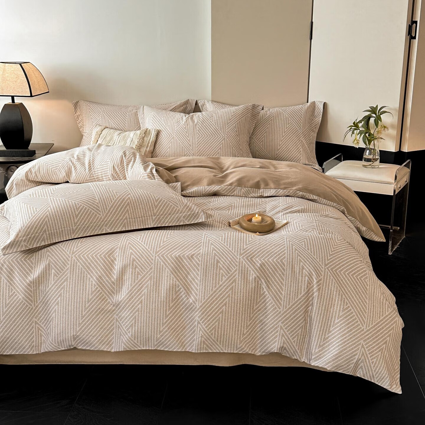 AIDLIA类全棉磨毛床上四件套纯棉床单被套床笠保暖床品套件 卢卡斯1 1.2m床 床单款 （被套160*210cm）