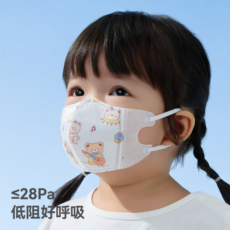 贝肽斯儿童口罩3到6岁一次性婴儿口罩3d立体宝宝婴幼儿专用防护口耳罩 阳光夏威夷【16片】+欢乐颂曲【16片】 M码【3-6岁】耳绳款