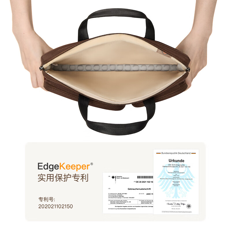 inateck吐司电脑包手提笔记本包单肩公文包14英寸商务通勤斜挎包男女通用 黑色-手提款 13.3寸【可放13-14寸电脑】