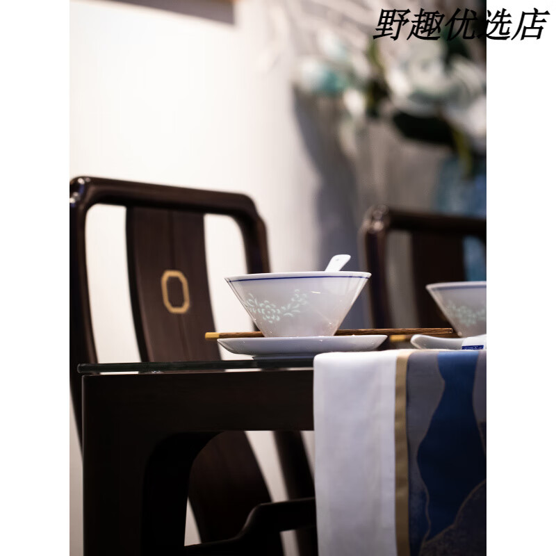 富玉陶瓷景德镇中式玲珑瓷碗盘子自由组合饭碗饭盘家用盘子煲简约 清韵5寸斗笠碗