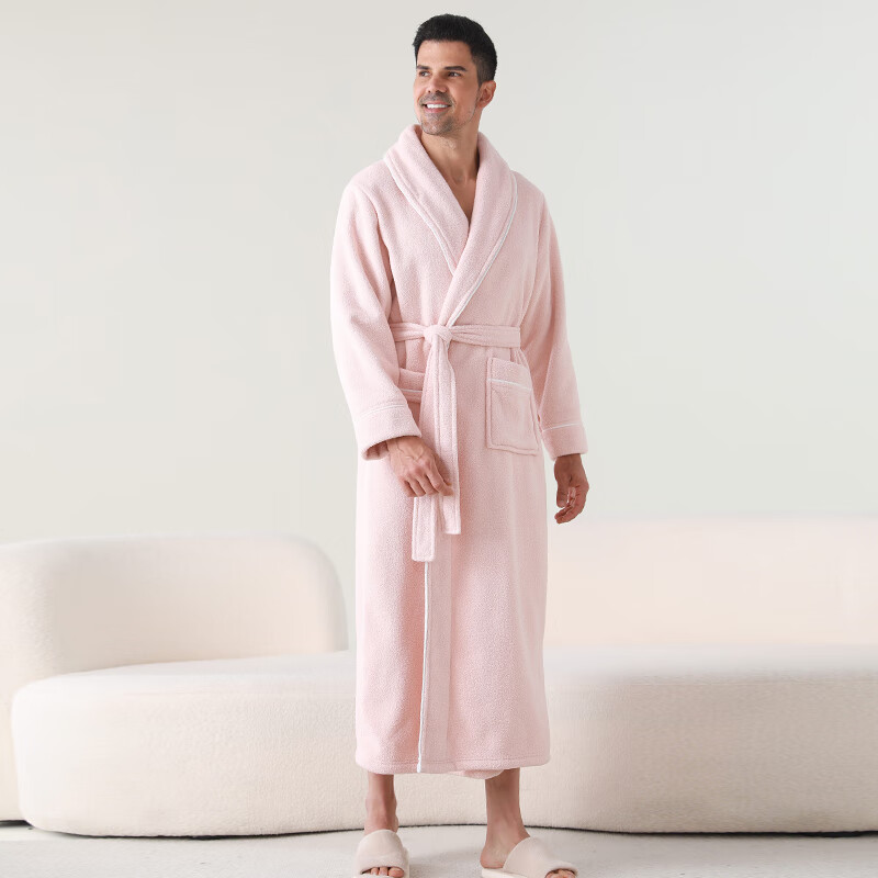 赛图蒙睡袍男加绒加厚2025新款女士秋冬季情侣珊瑚绒洗澡保暖浴袍睡衣 2504杏粉色【女】 XL (身高170-185CM,体重150-190斤)