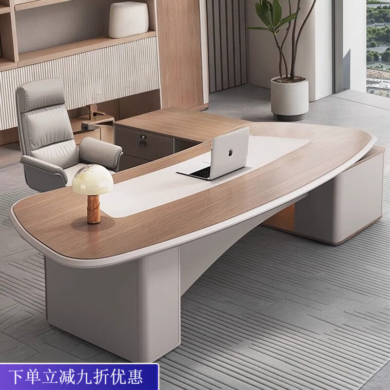 倘然之家新款老板桌实木简约现代桌椅组合高级大班台总裁桌领导轻奢办公桌 【升级5公分面板 E0高端板材】 1.6米老板桌【 仅包邮到楼下】