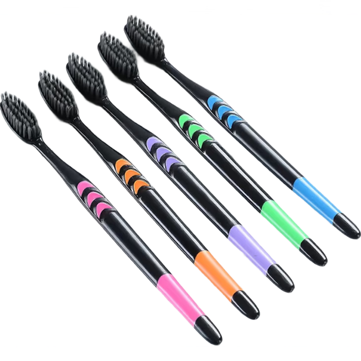 竹炭软毛牙刷马卡龙小头日韩袋装4支家庭待客牙刷 炭丝 1支