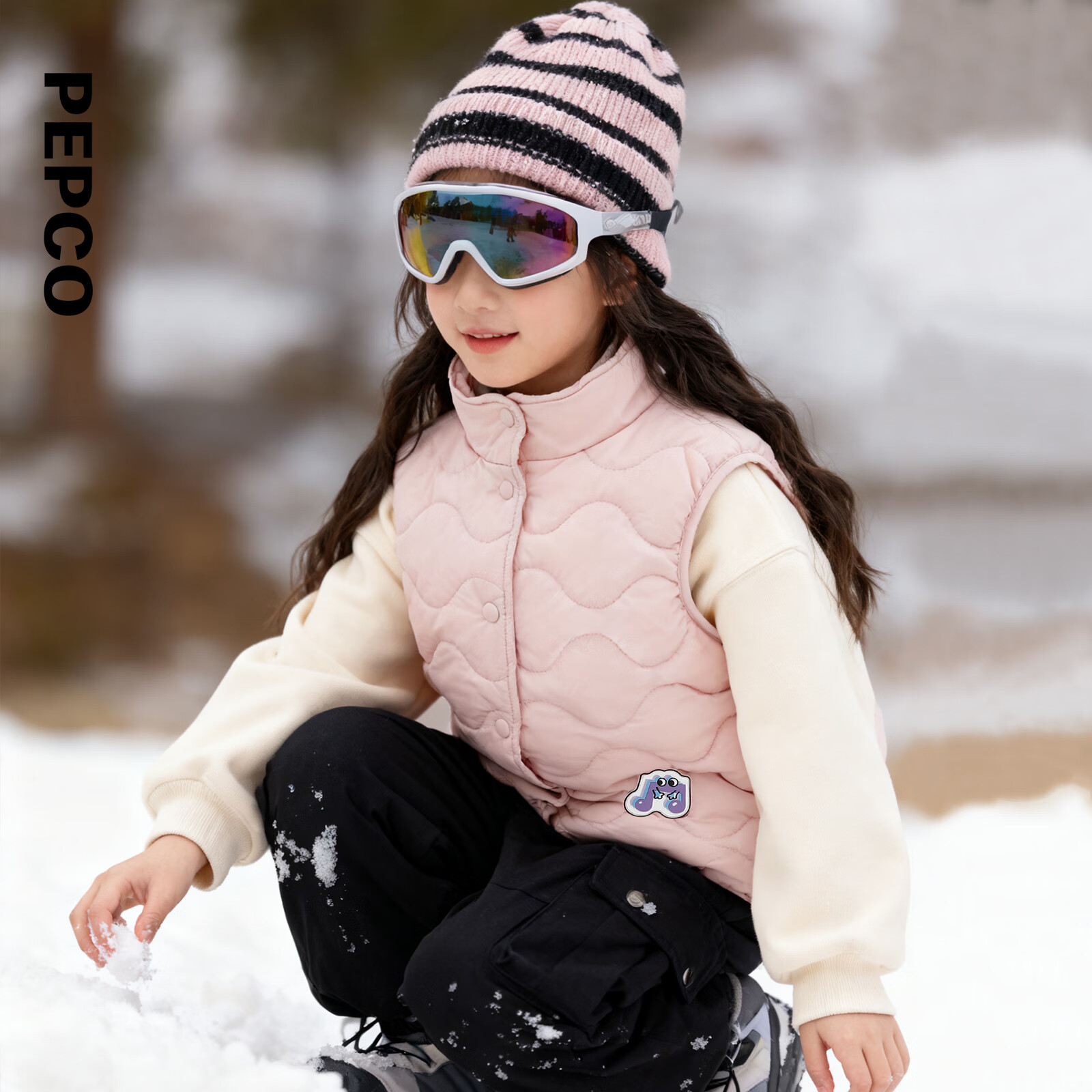 小猪班纳童装2025冬装新款儿童棉背心小童男童马甲女童宝宝幼童潮 亚麻棕 130