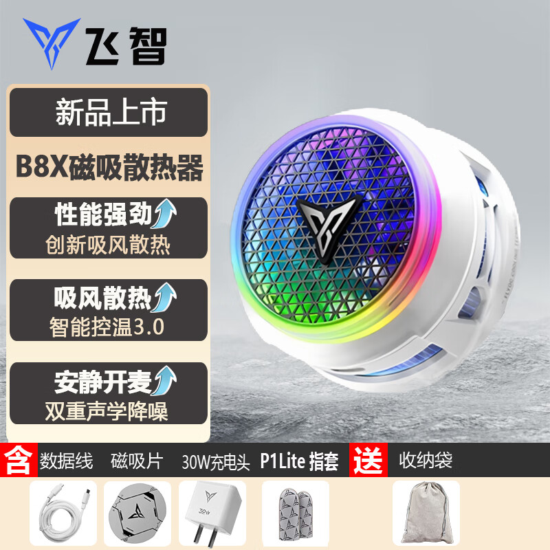 飛智B8X/B7X/B7半導(dǎo)體磁吸散熱器 背夾散熱器 EVA明日香聯(lián)名 吃雞手游直播降溫神器 手機(jī)平板蘋果ipad B8X套裝【+30W充電頭+手游指套】