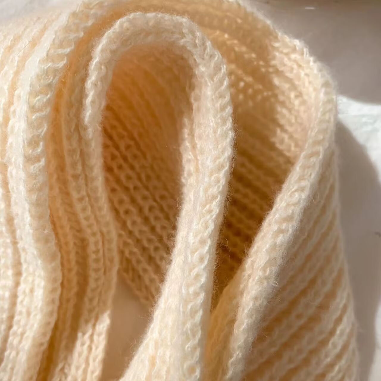 彩虹房子秋冬儿童围巾卡通可爱加厚保暖防风护颈男女童宝宝交叉毛绒围脖 针织围巾米色-参考1-10岁-130*9cm