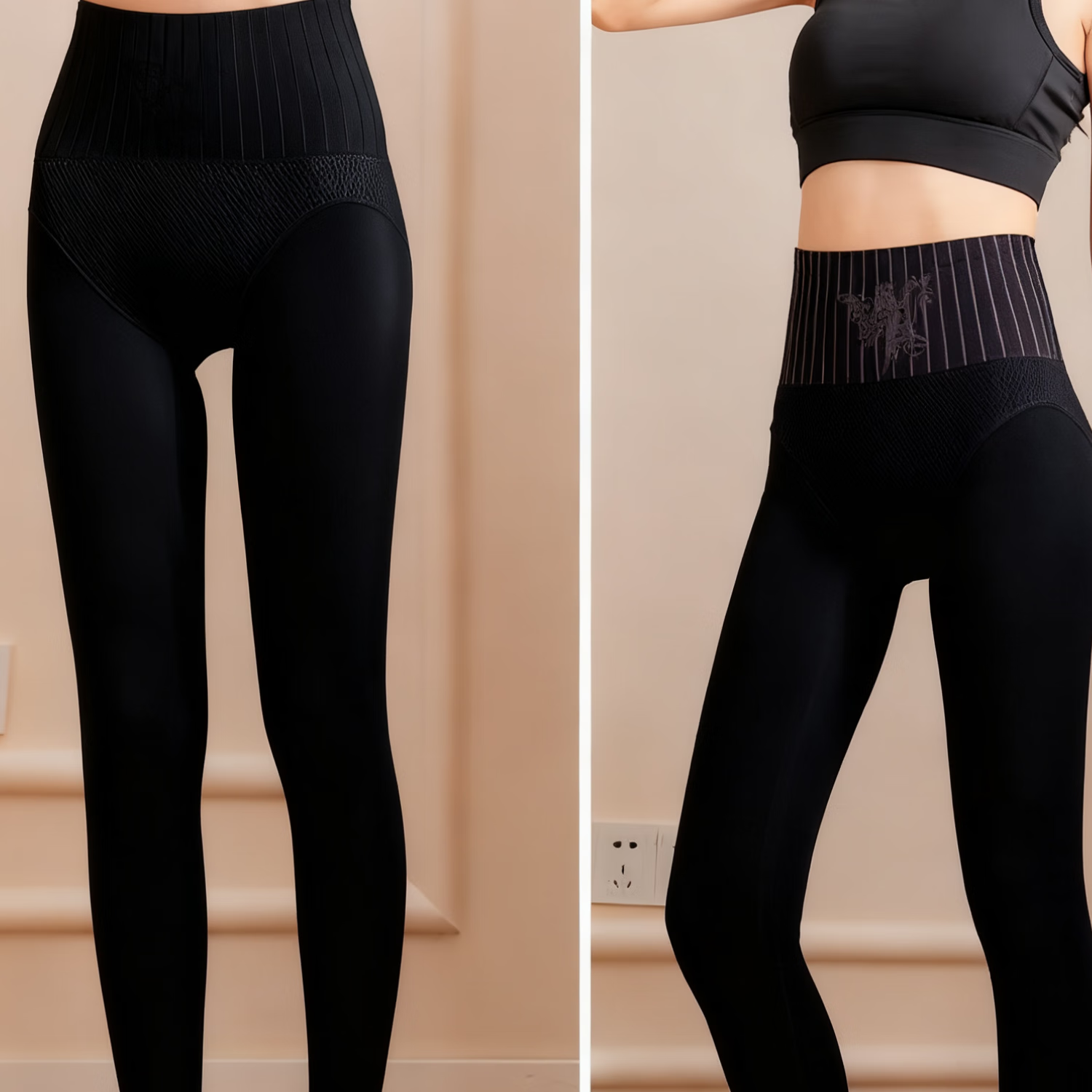 汇美康光腿神器冬季加绒加厚打底裤女高腰收腹美腿塑形水光袜外穿连裤袜 光腿神器-黑色2条装 (加绒加厚) 均码 (80-140斤可穿)连袜