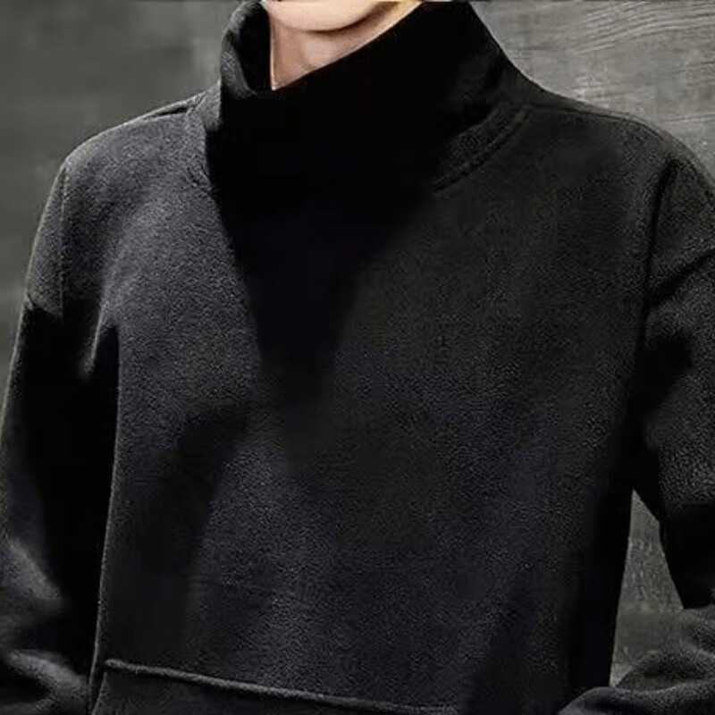 楠飞华裳卫衣男秋2025冬季高领加绒保暖外套韩版潮流休闲百搭高弹性卫衣男 【YST-W1】黑色 2XL