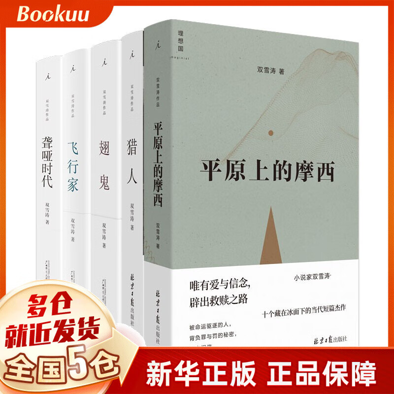 【立减10】双雪涛作品全套5册 平原上的摩西+猎人+翅鬼+飞行家+聋哑时代 理想国 5册