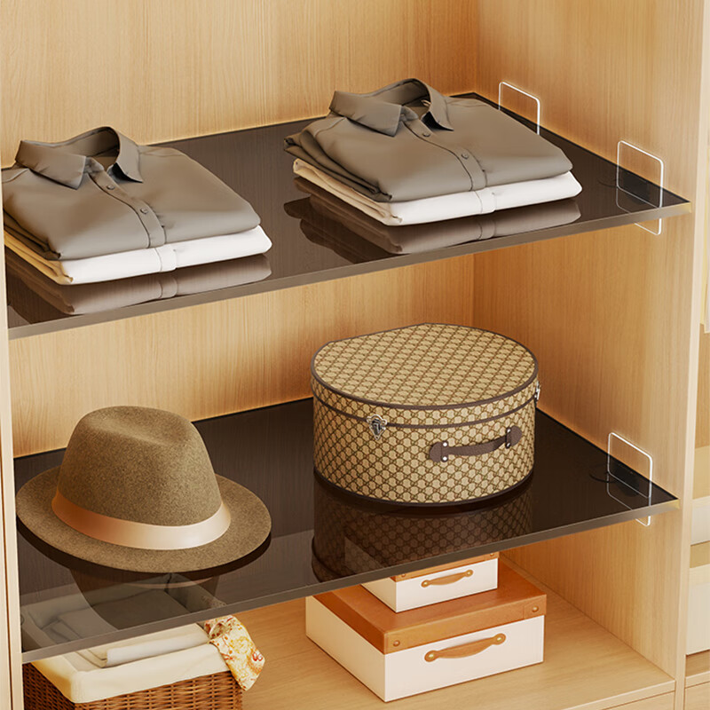 尔思家亚克力置物架网易严选衣柜收纳分层神器免打孔橱柜内分隔板 5MM厚-黑色【宽15*深15cm】 送4个层托