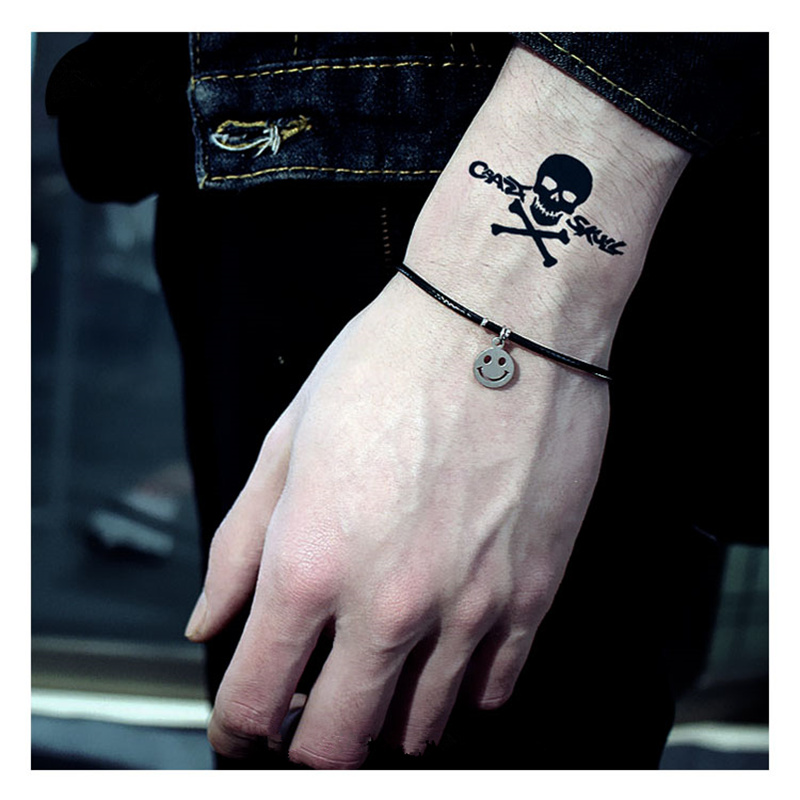 念凝骷髅头纹身贴防水男女仿真刺青手臂贴纸 骷髅头5张 5张随机款