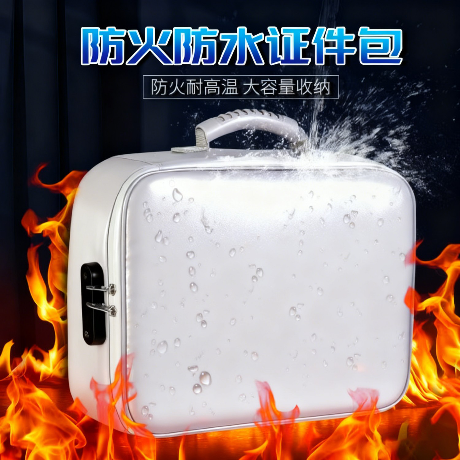 八海鸟（BAHAINIAO）防火证件收纳包家用护照证书大容量带锁多层整理箱合同文件收纳箱