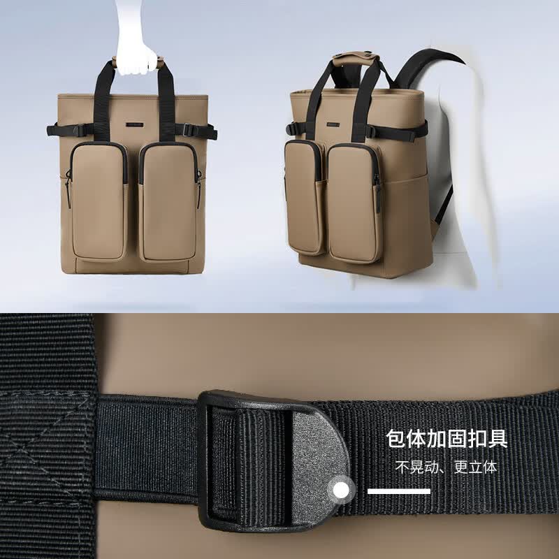 SUBURBIA思博亚大容量双肩行李包商务出差可放16寸电脑防泼水轻便旅行包 卡其色