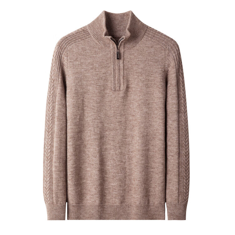 HARTMARX雅戈尔2026秋冬季拉链高领男士加厚衫中年针织打底衫毛 深灰色 4XL