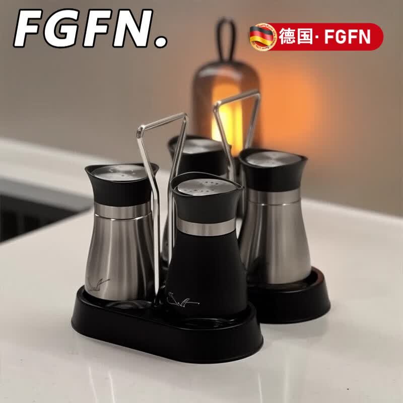 FGFN自带托盘.调料罐装盐罐厨房味精分装瓶家用烧烤撒粉撒料瓶调味瓶 粉色1个装【出量均匀/不易结块】