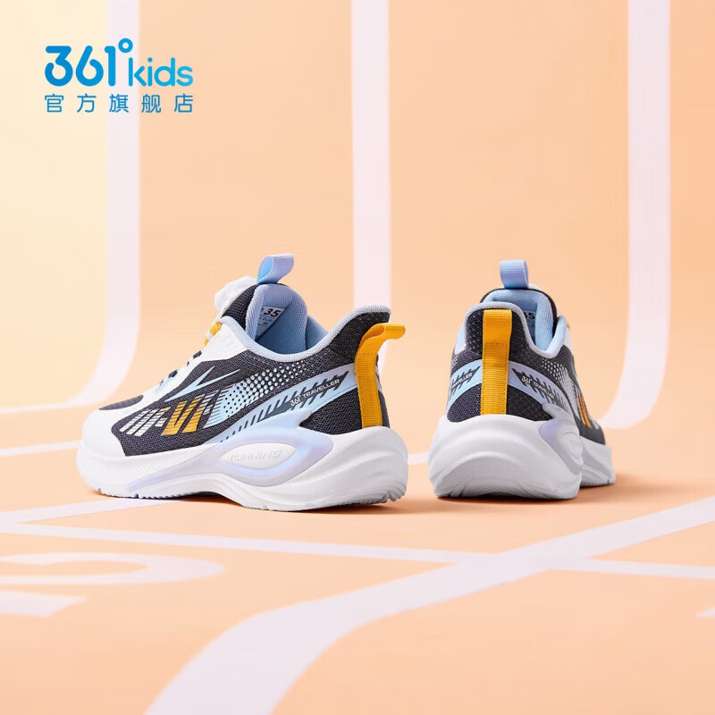 361°儿童童鞋男女童网面轻便运动鞋旋钮扣秋季新款中大童女童跑步鞋K 【飞翼】蓝色/361度白/幻象蓝 37
