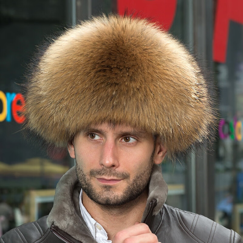 JEEP SPIRIT吉普2025轻奢狐狸毛男帽大码水貂皮草潮款 银蓝狐狸毛 XL(60cm以上)