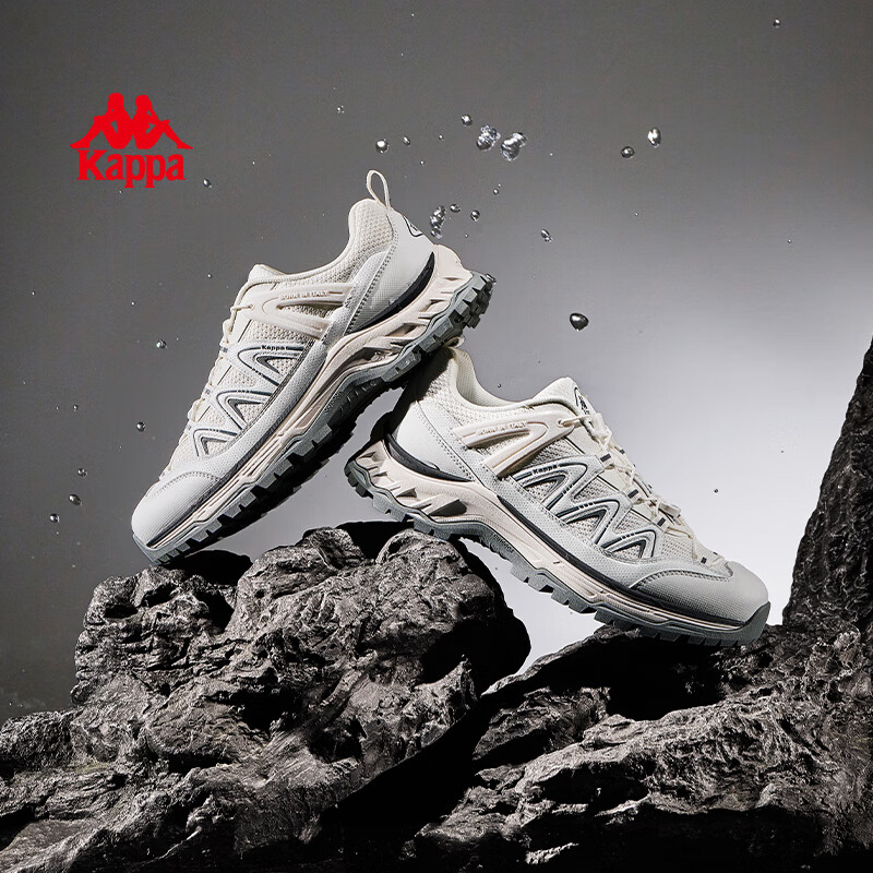 卡帕（Kappa）男鞋户外登山鞋男2026新款软底跑鞋男休闲运动鞋厚底老爹鞋子男款 经典白/黑色 42