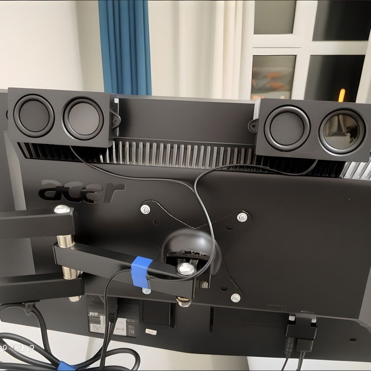 烁宇通(SOYTO)粘贴式电脑音箱挂显示器大音量低音炮USB音响桌面一体线迷小音箱 粘贴式双喇叭双震膜