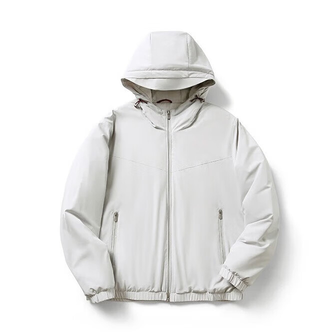 轻暖牛货 绵羊毛桑蚕丝填充秋冬男士防风轻薄保暖棉夹克连帽外套 1610云雾灰 L 【建议体重120-140斤】