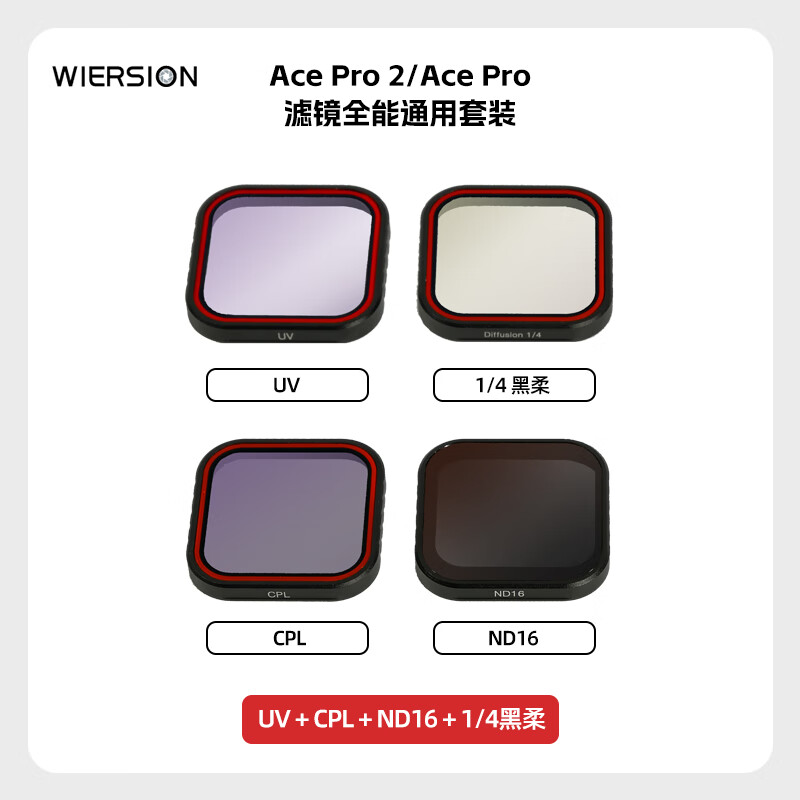 WIERSION威尔森适用影石acepro2/1铝合金街拍套装磁吸快拆金属兔笼 【滤镜套装4色】