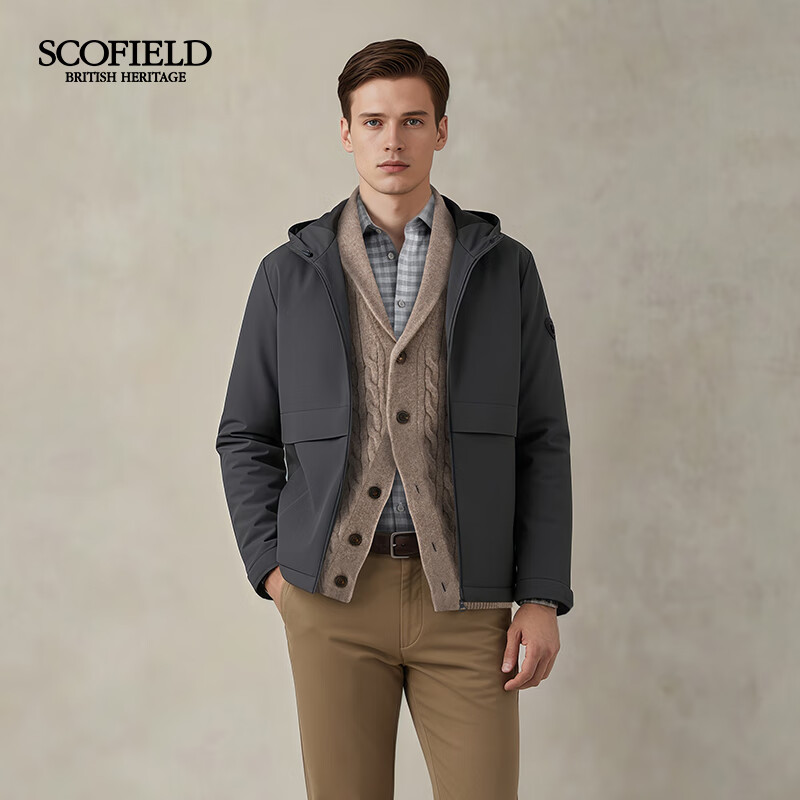 Scofield男装25年秋冬新品时尚通勤休闲短款夹克棉服厚外套潮男 藏青色 L (175)