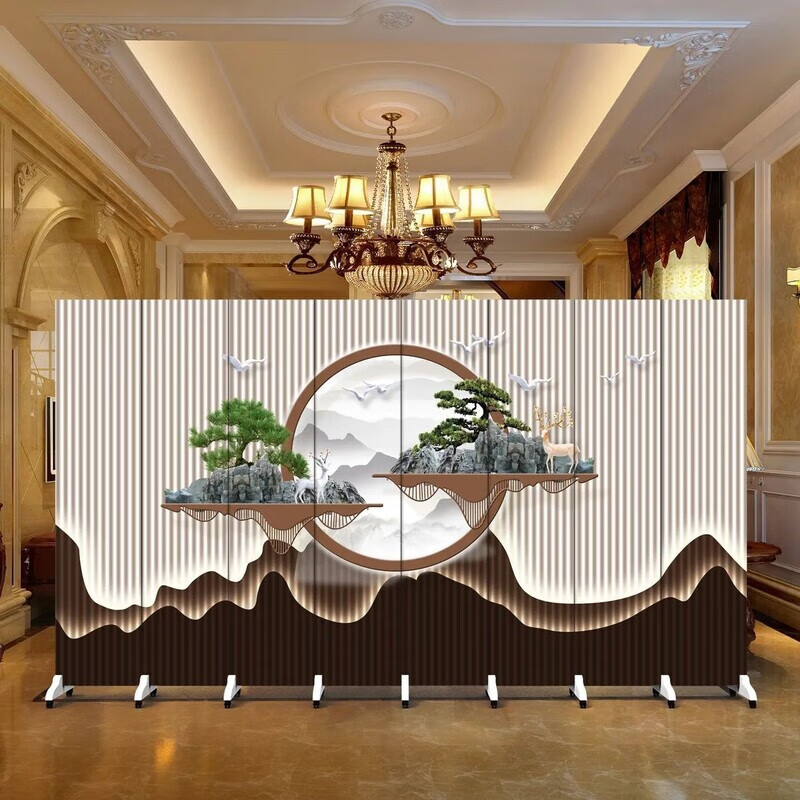 海诗圣堡中式屏风隔断客厅遮挡饭店包间移动折叠办公室会议室简易双面折屏 B2 1扇画布0.4*0.4