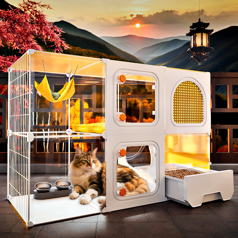蔻丝猫笼子带厕所一体家用透明猫柜双层猫别墅猫屋养猫全套用品