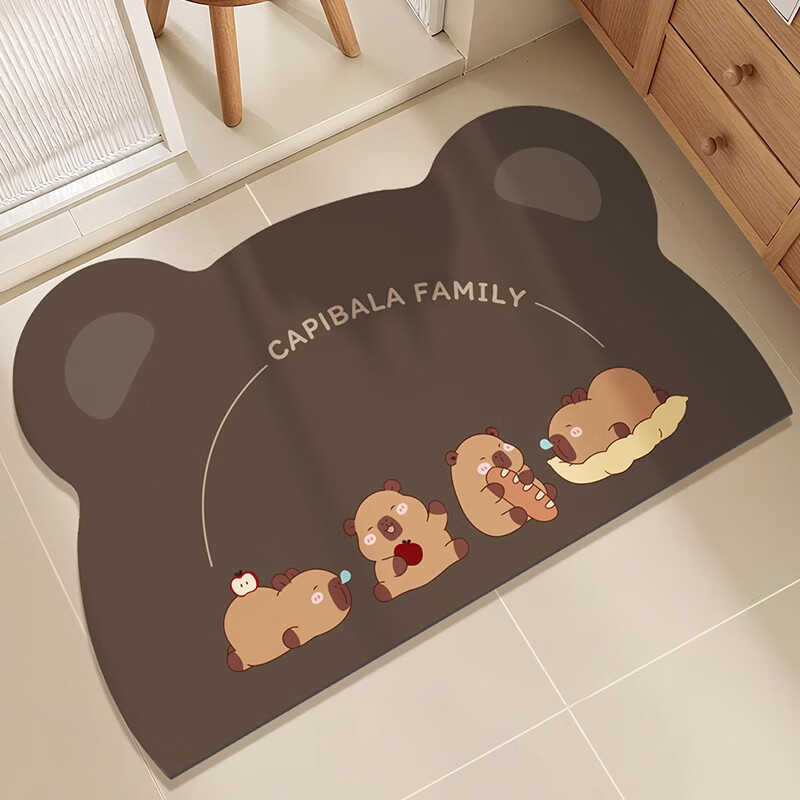季象浴室地垫卫生间门口防滑垫家用脚垫淋浴房入户门免洗可擦吸水垫子 GZN-甜栎-洗洗熊 40x60 cm