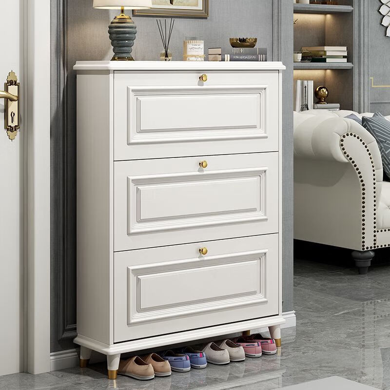 倘然之家美式翻斗鞋柜家用门口室内新款2025入户玄关柜一体小鞋架 组装 60长17厚120高 【加厚板材】