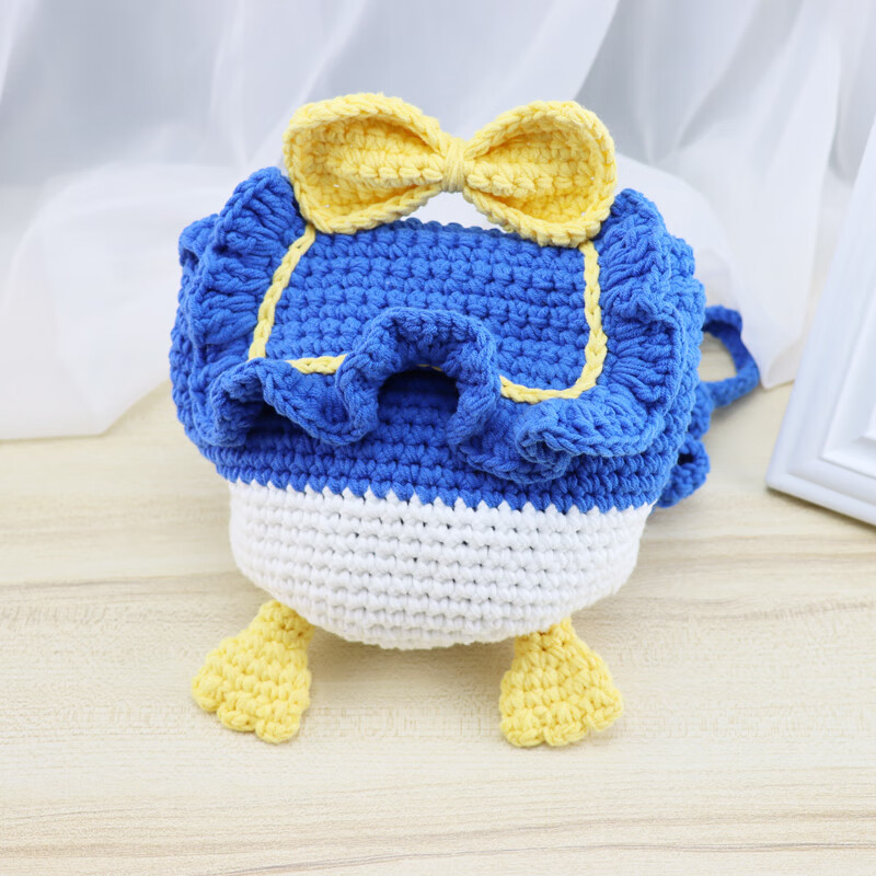 钩针鸭屁屁包diy礼物包送手工编织毛线 蓝色鸭屁包 大号材料 送教程