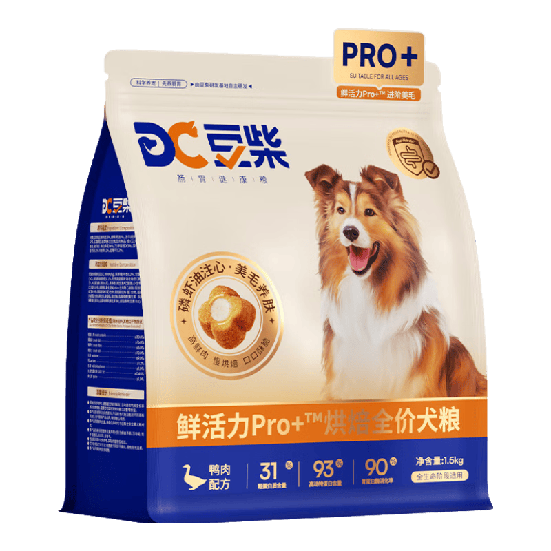 豆柴（docile）鲜活力低温烘焙犬粮比熊博美泰迪小型犬中大型宠物狗粮鸭肉梨狗粮 【超高回购】鲜活力Pro+1.5kg