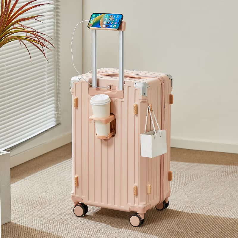 广璐迪（GUANG LU DI）三七分深舱大容量拉杆行李箱学生男万向轮密码箱女旅行箱子皮箱包 三七分大深舱箱/茱萸粉-多功能设计 28英寸 容量堪比衣柜