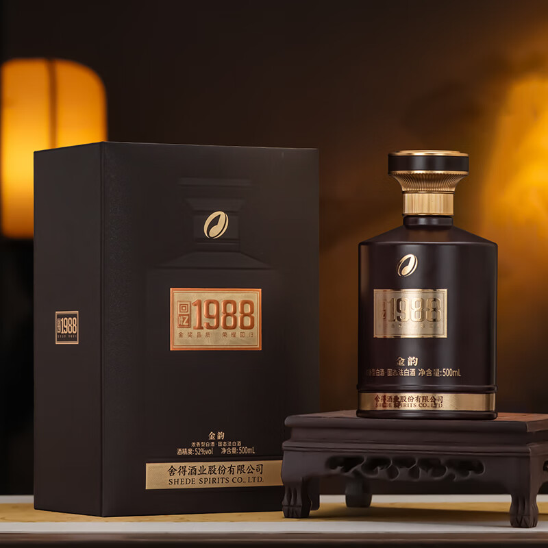 舍得股份 金韵回忆1988 黑金版 智慧人生品味舍得 高端浓香型白酒 52%vol 500mL 6瓶 原箱发货