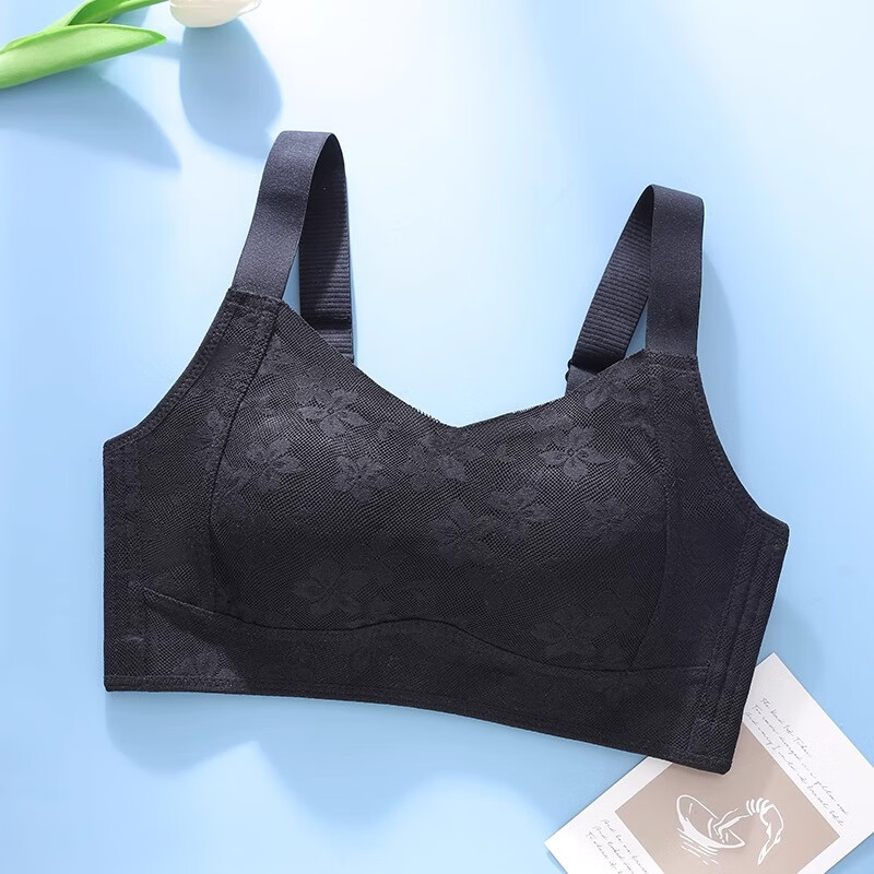 都市丽人女士内衣女款2025年新款蕾丝性感内衣聚拢防下垂防外扩收副乳文胸 蕾丝内衣大胸显小聚拢上托-黑色 3XL (95BCD.90E)