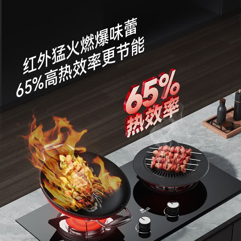 红日（RedSun）定时免改孔小底壳猛火70%热效率DX20聚能红外线灶具加厚防烫双灶 65%高热效率免改孔定时爆炒红外灶 YS1 液化气