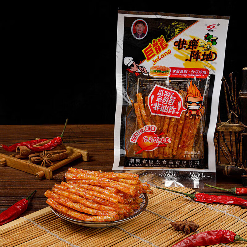 巨龙香辣快乐阵地辣条辣片麻辣面筋儿时怀旧食品零食包 180g快乐阵地