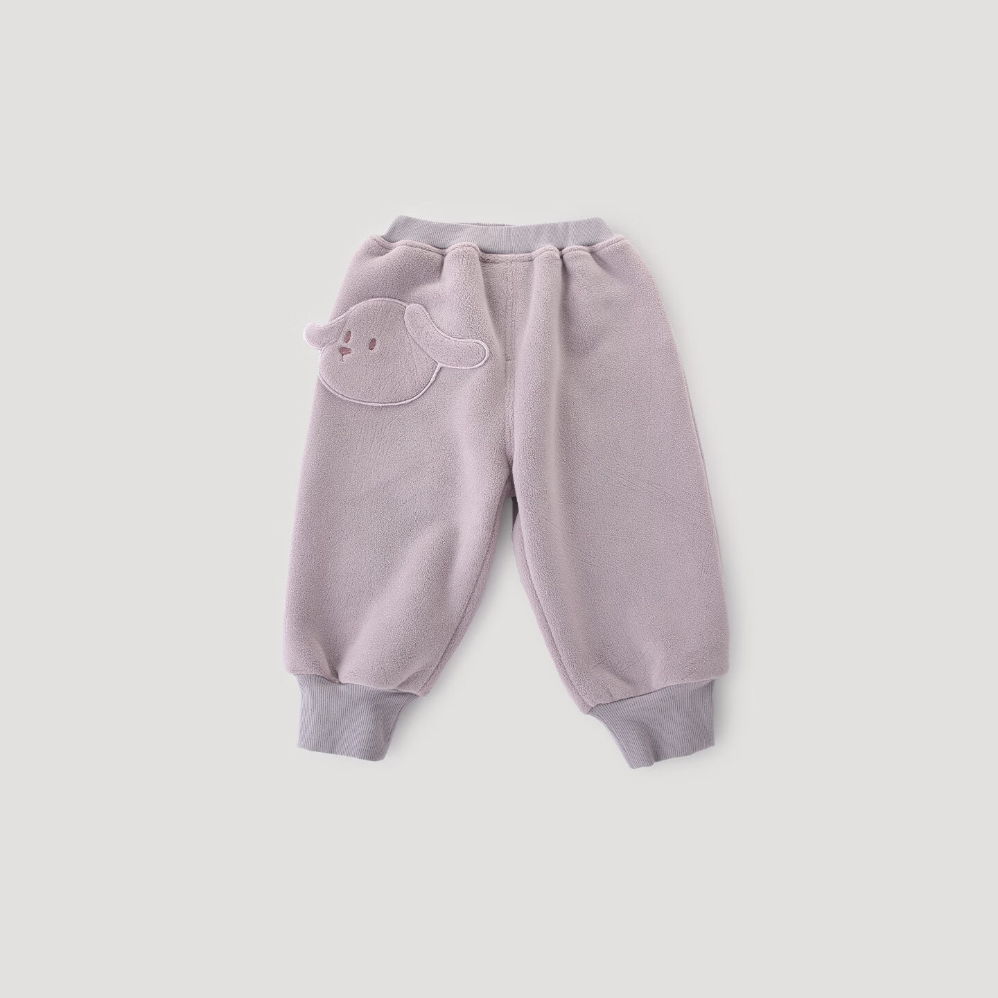 巴厘小猪【双面绒】儿童羊羔绒裤子秋冬宝宝加绒保暖裤男童加厚女童休闲裤 粉紫 100