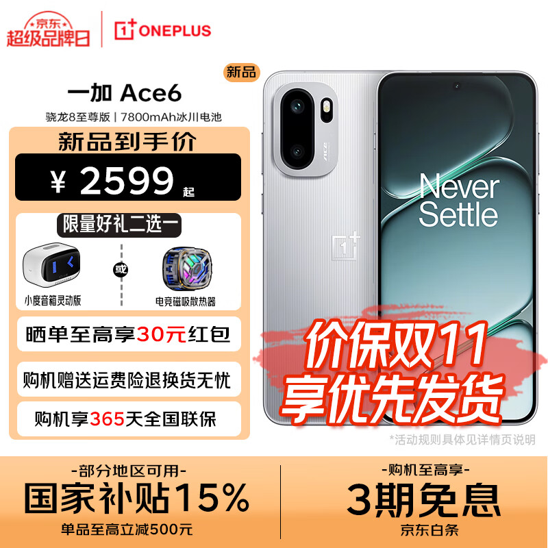 一加 Ace6 【国家补贴】超满配 超预期 骁龙 8 至尊版 165Hz 超高刷护眼屏 智能手机  BH30 快银 12GB+256GB 官方标配
