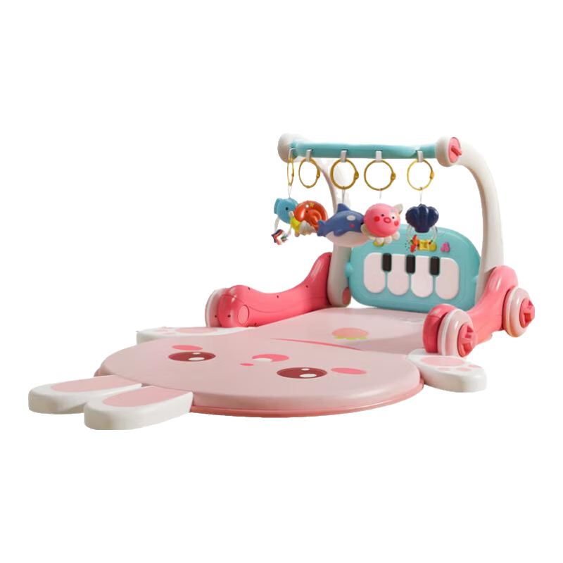 盟石（cute stone）嬰兒玩具新生兒見面禮盒實用0-6個月健身架寶寶用品滿月禮物高檔 萌兔充電版【豪華藍(lán)牙款】5合1健身架+學(xué)步車+鋼琴 臻享高檔禮盒款【活石＆盟石聯(lián)合出品】百天送禮無憂