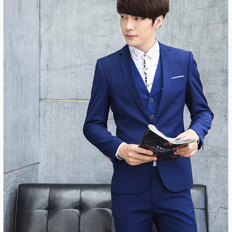 伊尔缘男士职业秋冬加厚西服套装面试正装学生西装修身休闲上班成人礼 外套一件 S 【90-100斤】【质量很好】